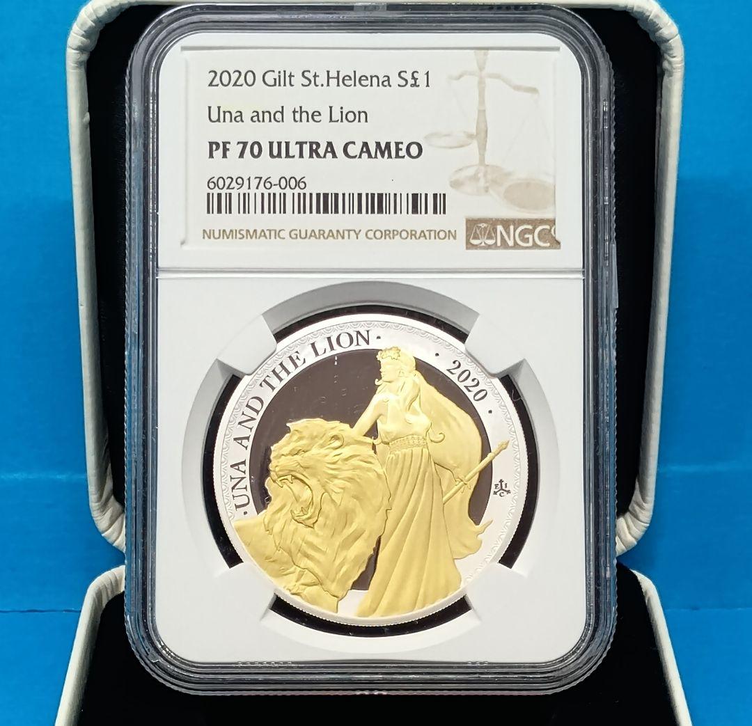 2020 セントヘレナ ウナとライオン 1oz £1 銀貨 NGC PF70UC