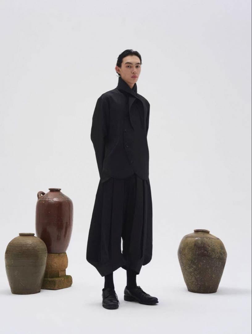 7440 37 1 プリーツ9部丈カーブランタンパンツ ワイドパンツ