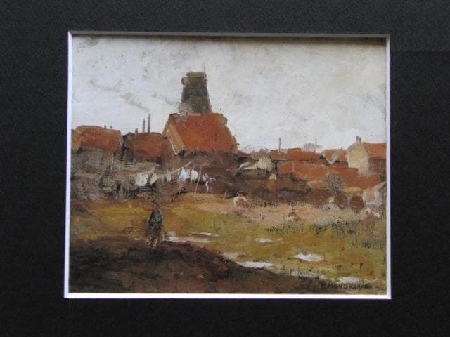 ピート・モンドリアン、『村の光景』、希少な画集より、新品高級額・額装付