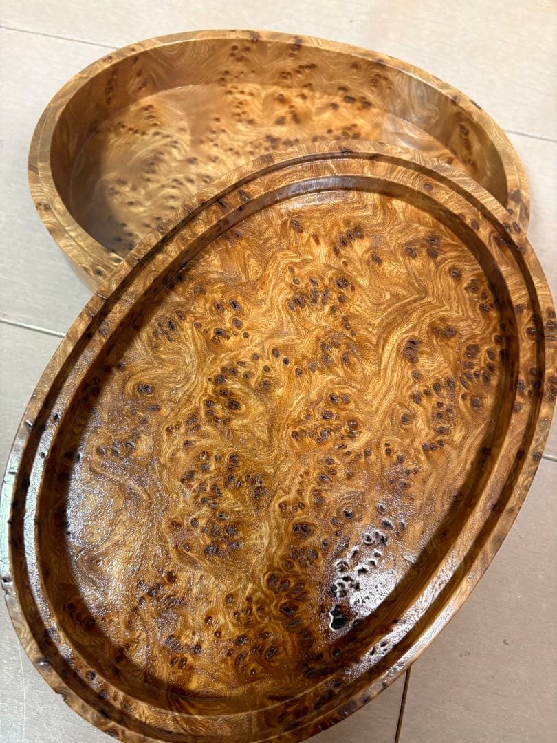 木製　菓子入れ　小物入れ　春楡瘤　欅　けやき　楡　白樺　瘤杢