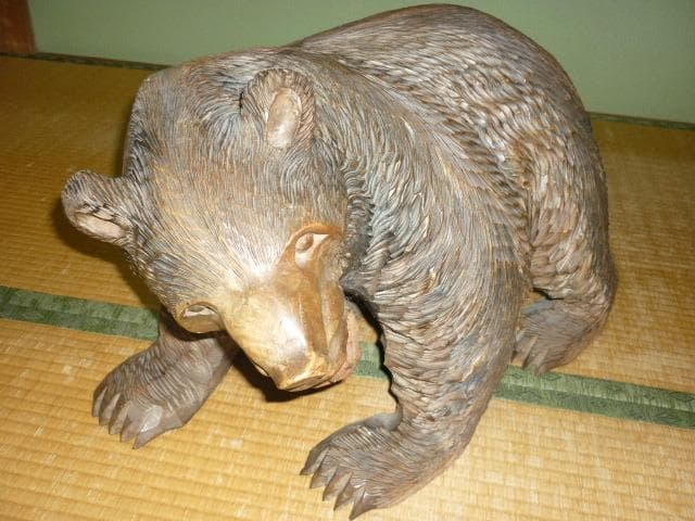 1940年代美品特大18kg位◆北海道 白老町 作家 雄峰作 木彫りの熊 民芸品