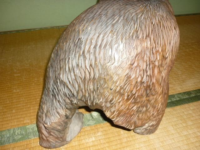 1940年代美品特大18kg位◆北海道 白老町 作家 雄峰作 木彫りの熊 民芸品
