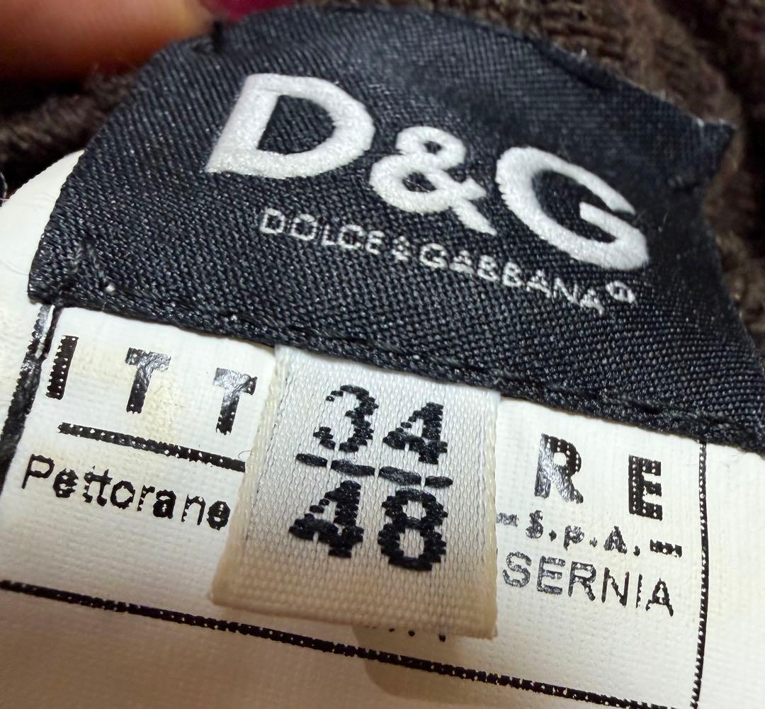 D&G ダークブラウン ジップアップニットジャケット