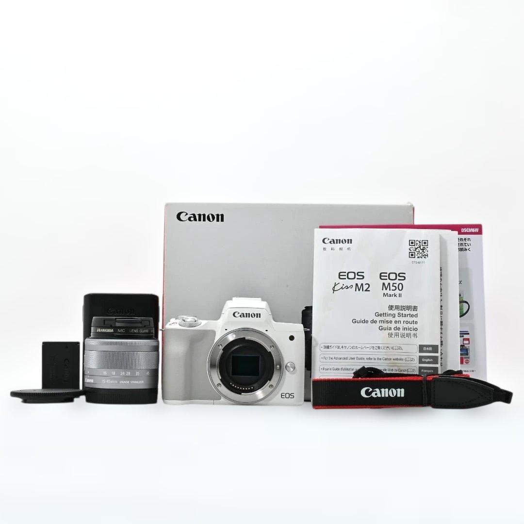 【美品】 Canon EOS Kiss M2 標準ズームレンズキット ホワイト