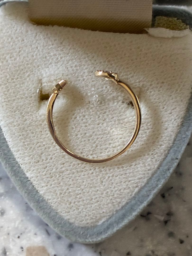 星と月リングk10YGダイヤ0.03ct