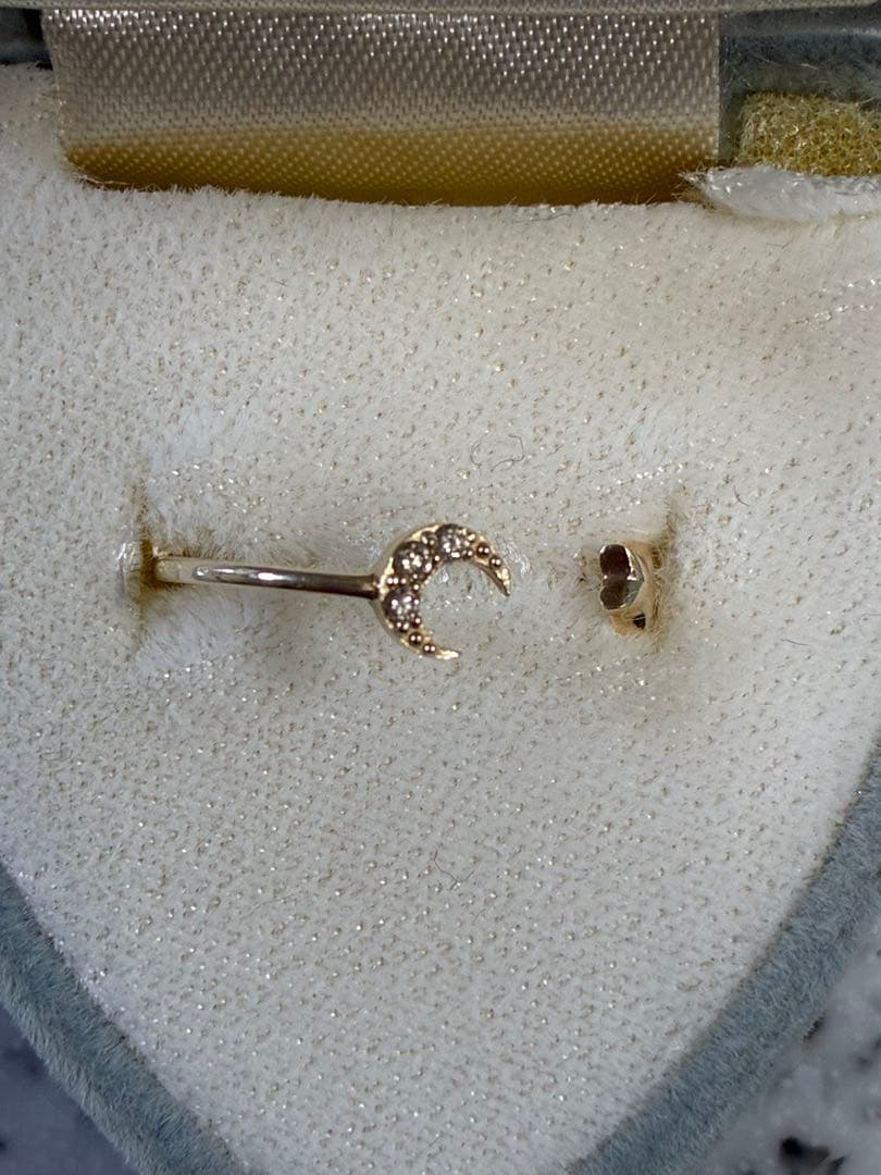 星と月リングk10YGダイヤ0.03ct