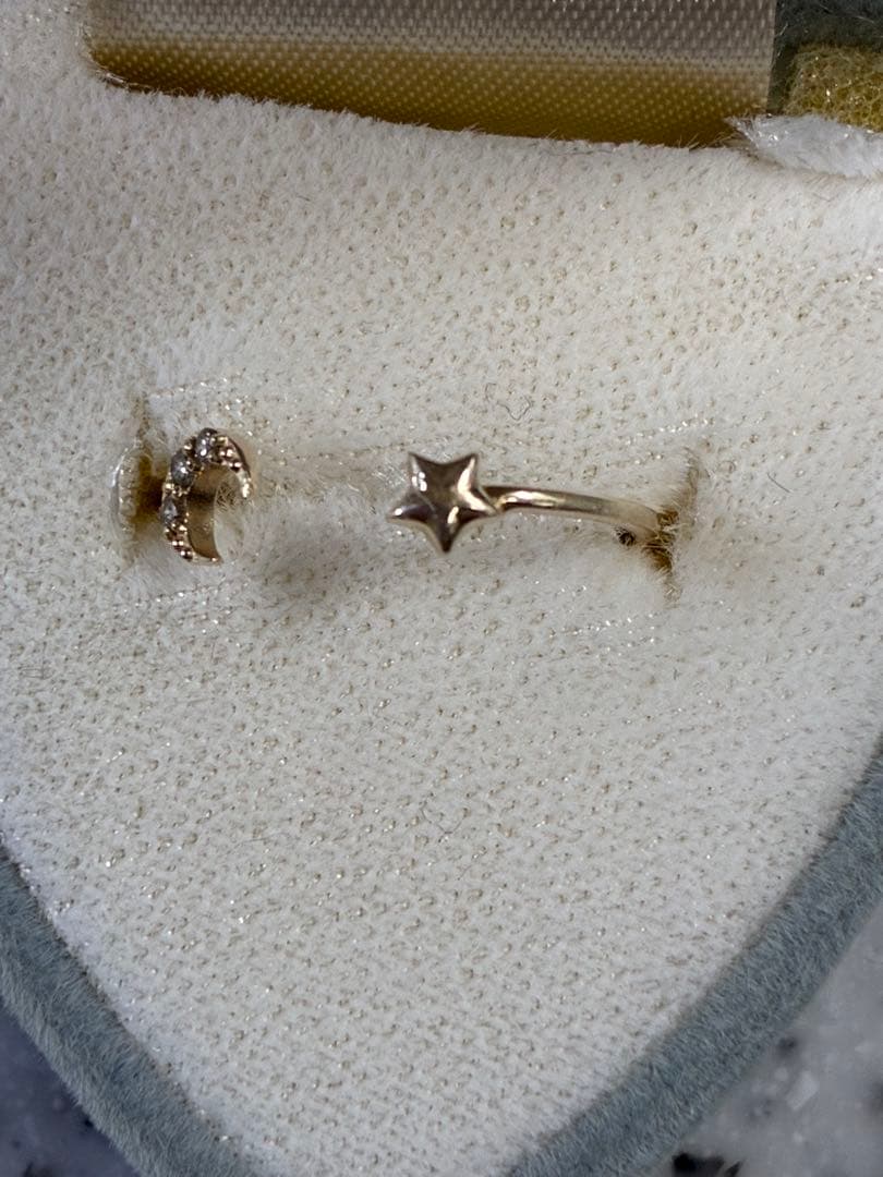 星と月リングk10YGダイヤ0.03ct