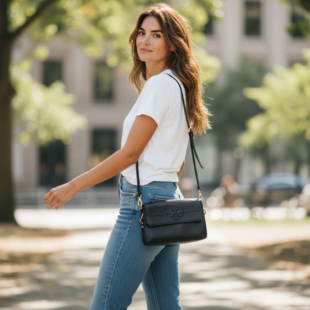 《美品》トリーバーチ ショルダーバック アクセサリーポーチ レザー ゴールド金具