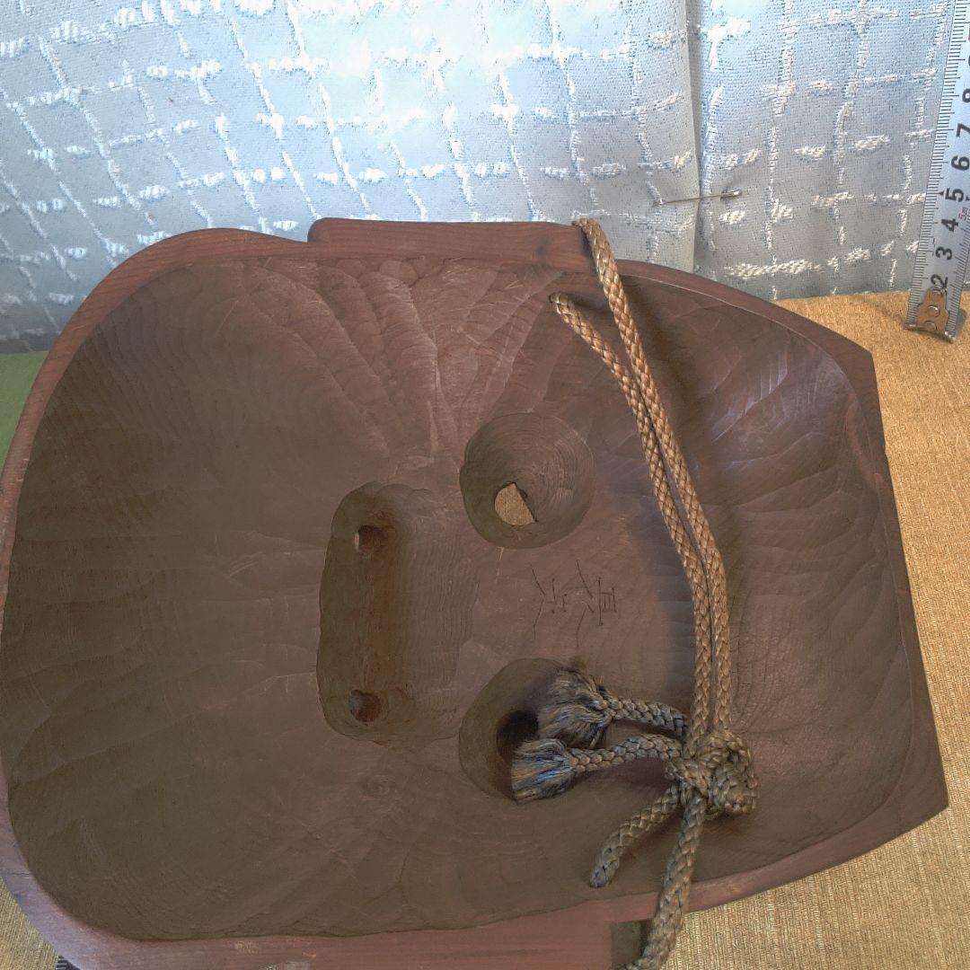 面 木彫 木製顔面マスク 茶色 キズスレ小傷打痕あります