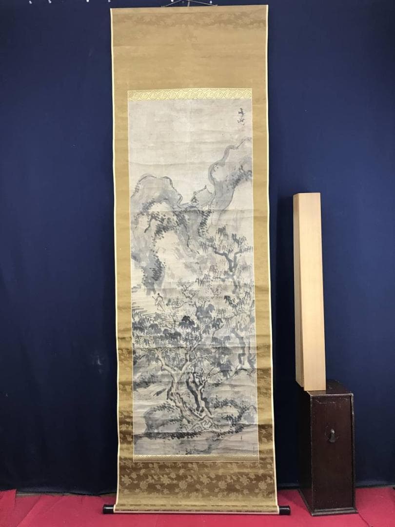 谷文晁/山水人物図/山水図/楼閣山水図/古画/掛軸/名家伝来/AE-132