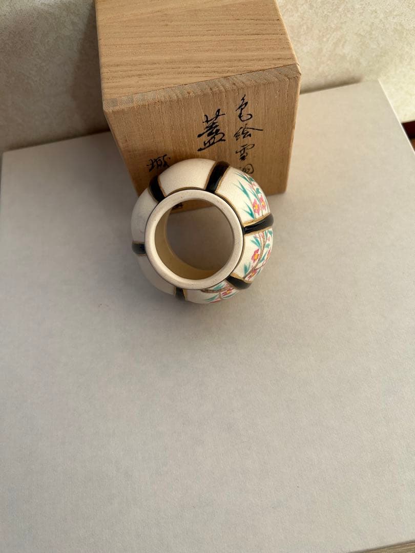 色絵一閑人共箱茶道具 色絵雪洞 蓋置 茶道具