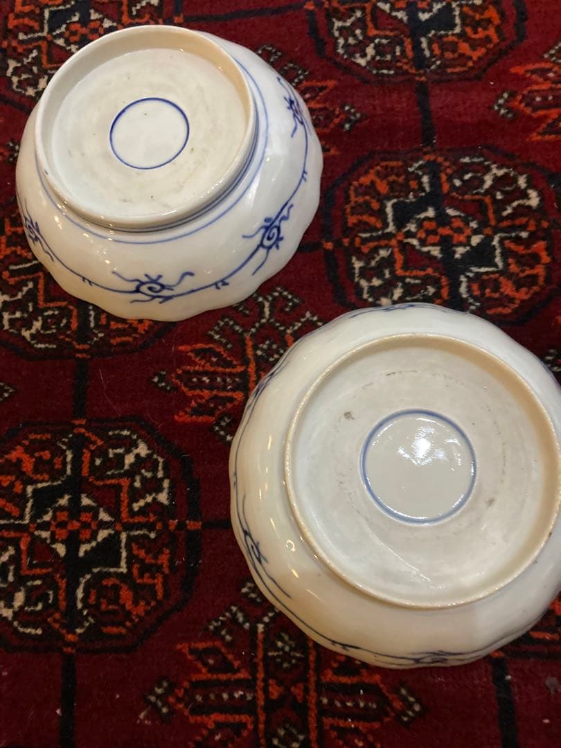 古伊万里染付金彩花文様皿 2枚セット