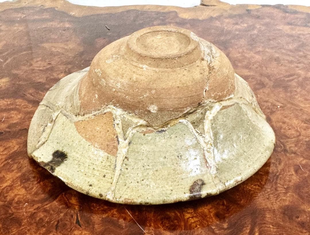 桃山時代 古唐津 絵唐津 草花文皿 発掘品 古茶碗 ウブ品 骨董WWTT387