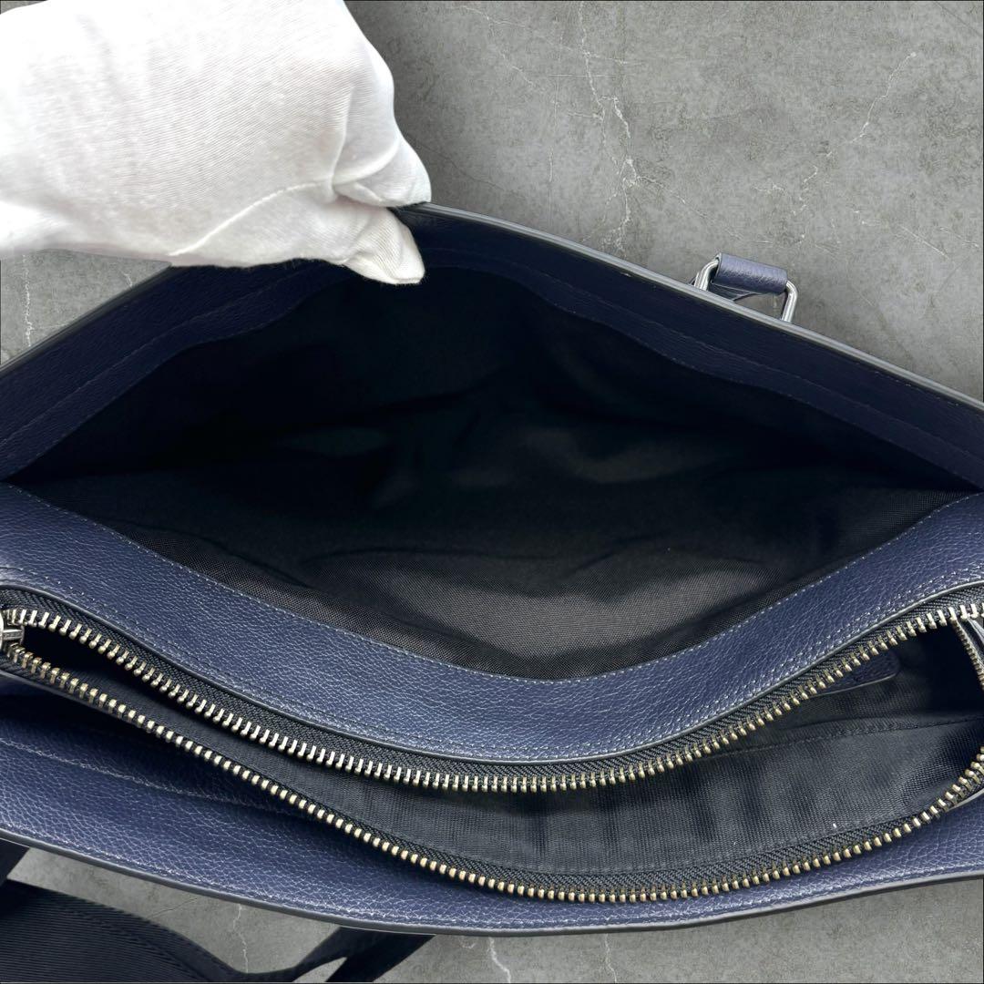 COACH ブリーフケース 2way レザー ネイビー系 71614