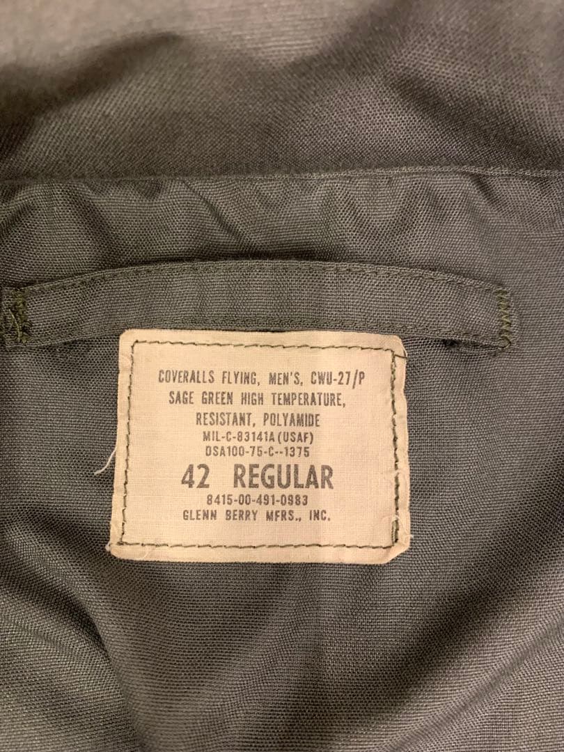 75年製実物米軍 USAF CWU-27/P フライトスーツ 太平洋空軍パッチ付