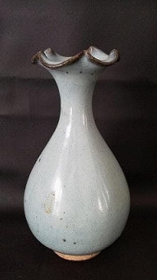 ＊中国古美術/鈞窯天藍釉紫斑百合口玉壺/