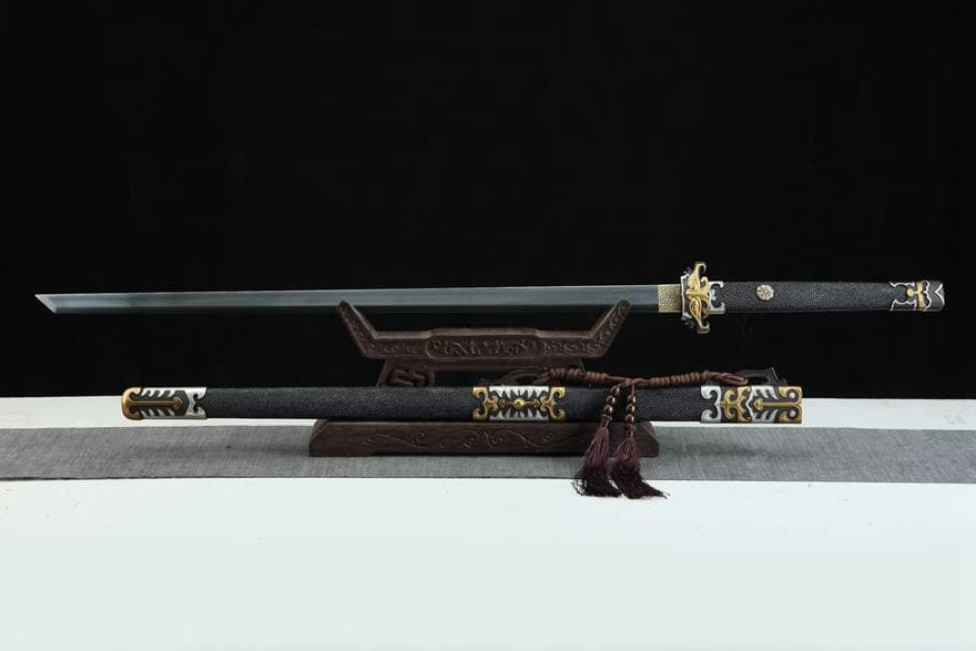 鎏金銀 中華唐刀 模造刀 居合刀 武士道 武具 漢剣 唐刀 龍泉剣 手鍛造打