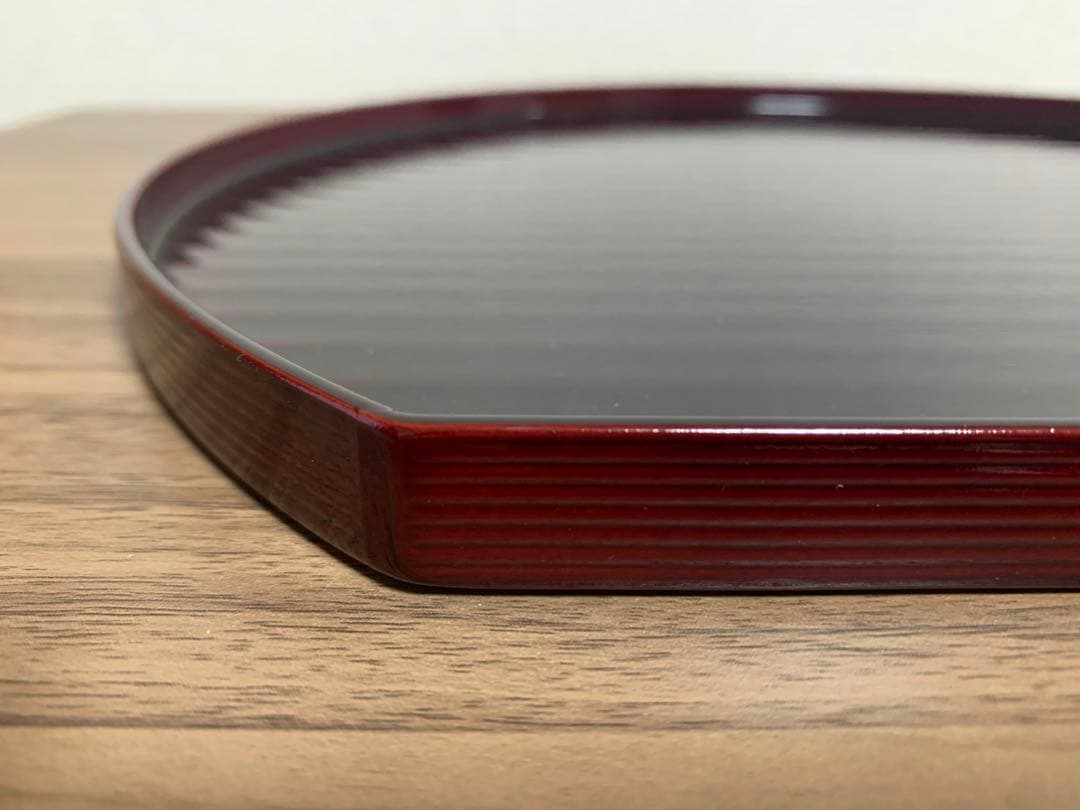 越前塗　半月盆　半月膳　天然木　うるし塗り　尺2 尺二　4枚セット ＋1