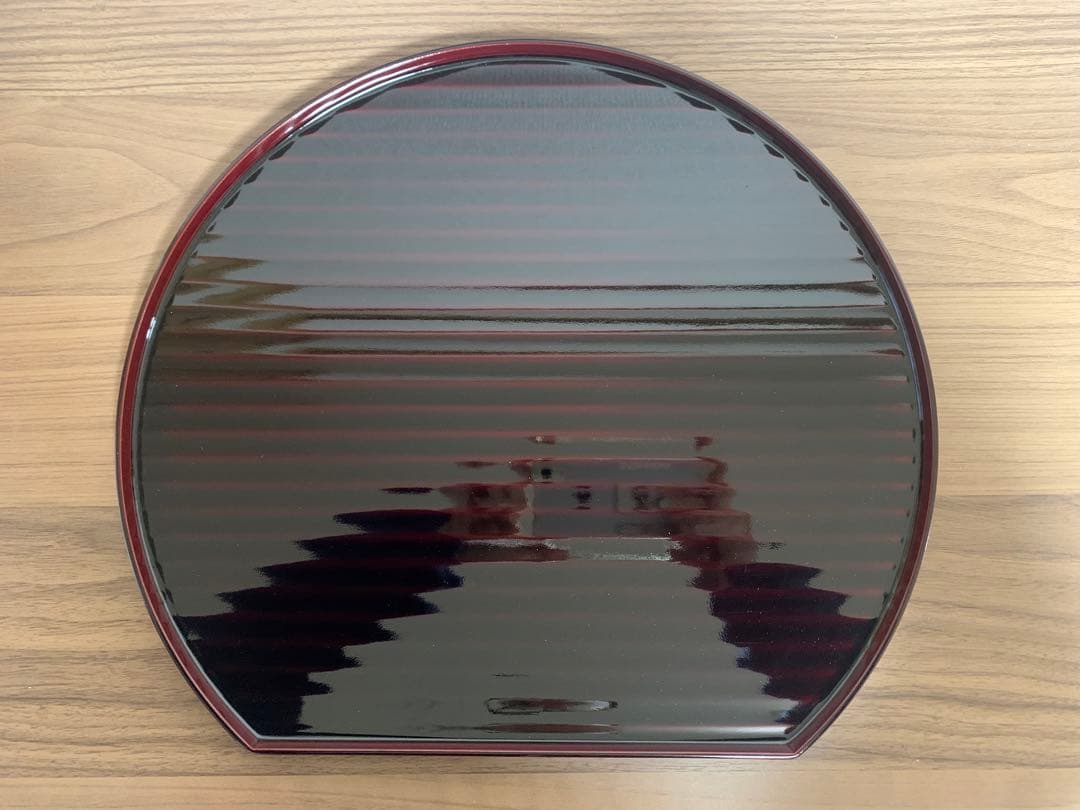 越前塗　半月盆　半月膳　天然木　うるし塗り　尺2 尺二　4枚セット ＋1