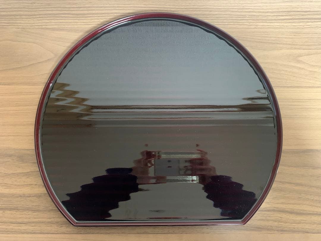 越前塗　半月盆　半月膳　天然木　うるし塗り　尺2 尺二　4枚セット ＋1