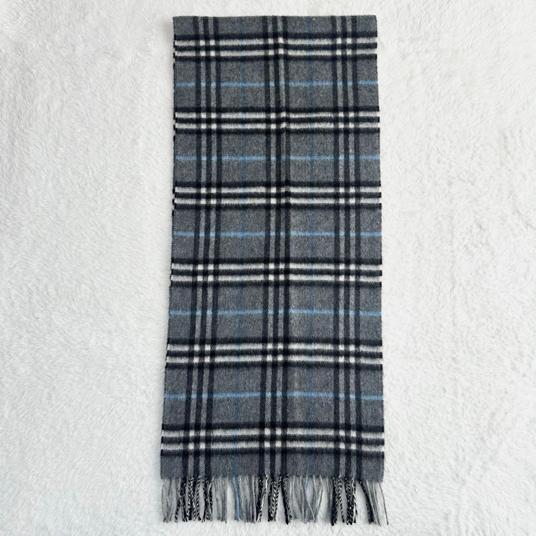 美品✨カシミヤ100% バーバリーロンドン マフラー ノバチェック グレー 秋冬