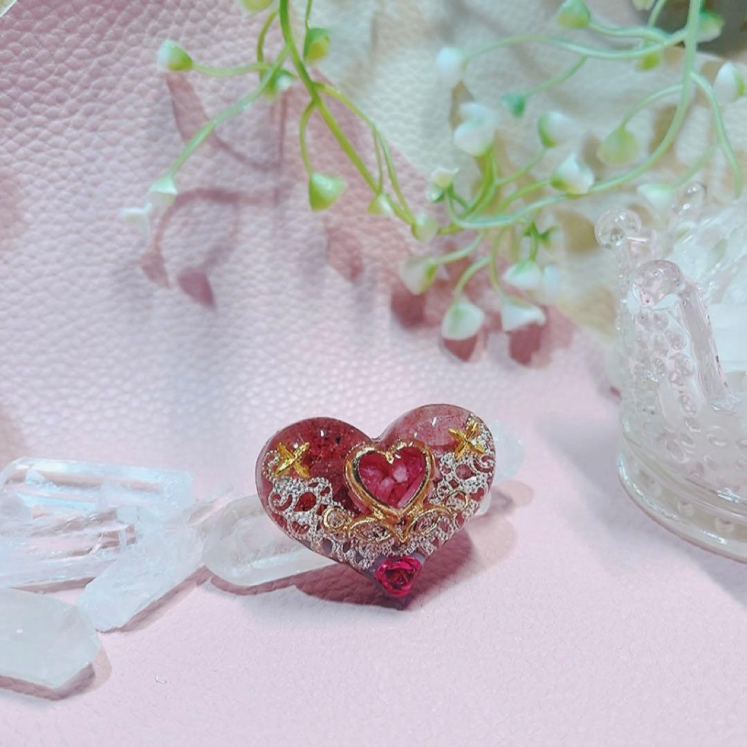 癒しのオルゴナイト❤️ピンクエピドート＋エンジェライト＋ロードナイトのハート型♡