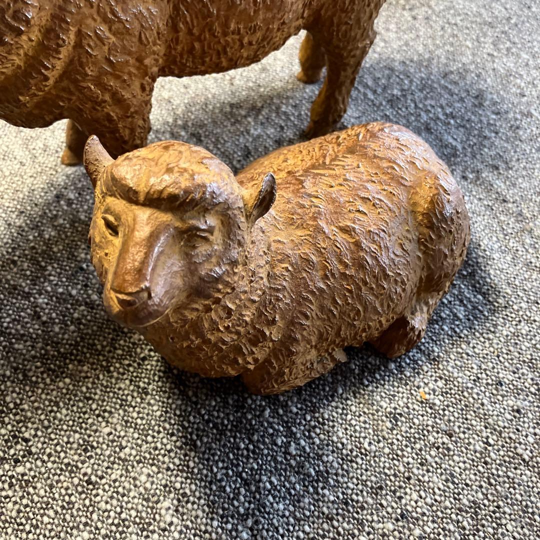 羊の置物　金属製　縁起物　箱付き　インテリア　和風　工芸品