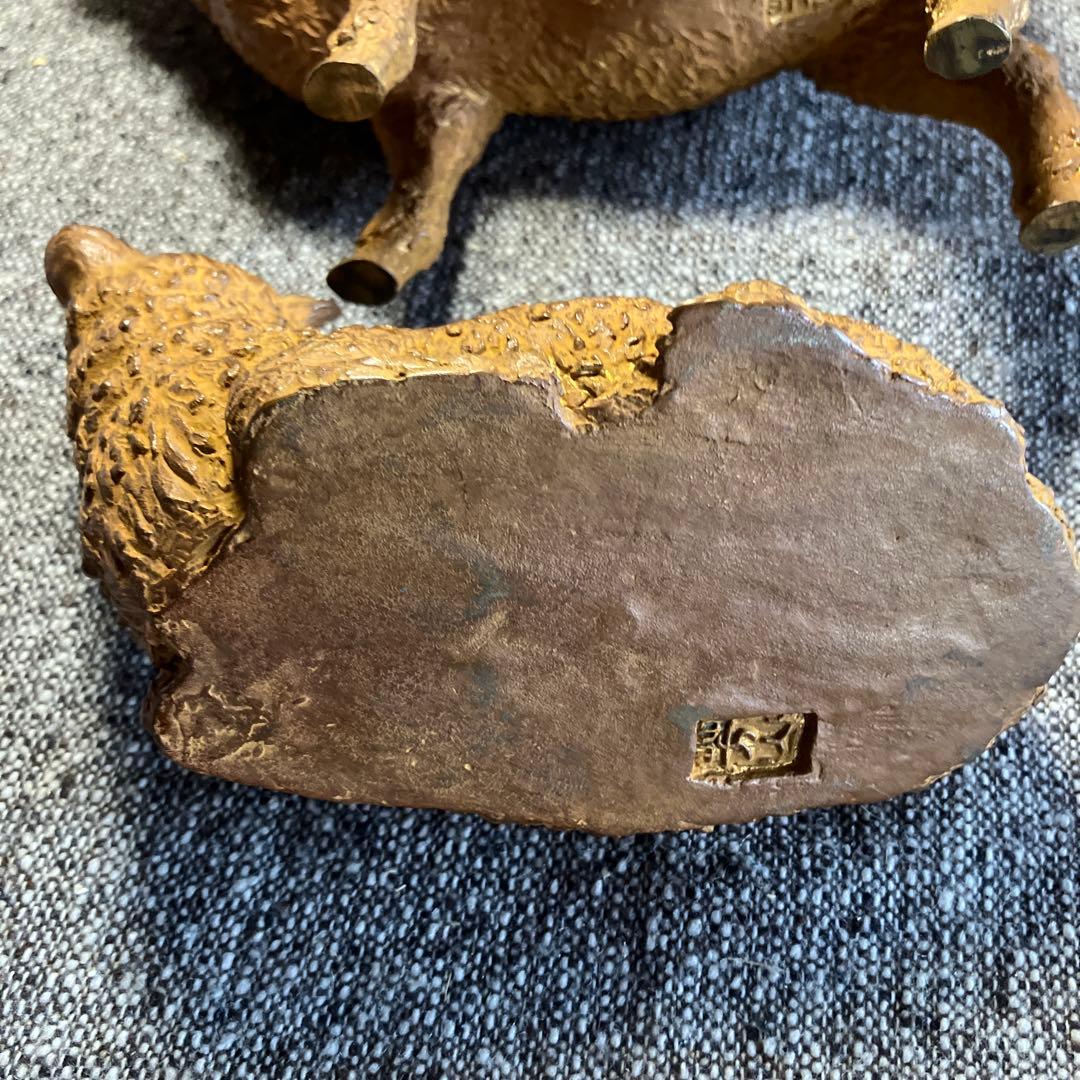 羊の置物　金属製　縁起物　箱付き　インテリア　和風　工芸品