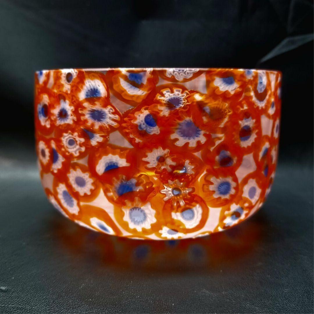 MURANO GLASS 蓋物 オレンジ ミルフィオリ お碗