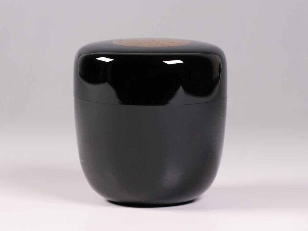 茶道具 山中塗蒔絵師 谷口博山 まどか幼稚園章蒔絵 銀杏 中棗 木製【CM338