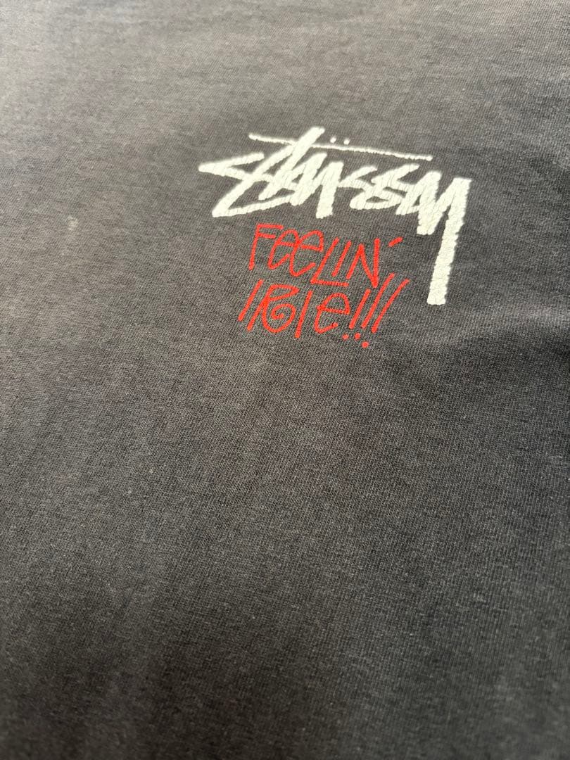 80s 黒タグ stussy ラスタ Tシャツ 墨黒 M ブラック フェード◎