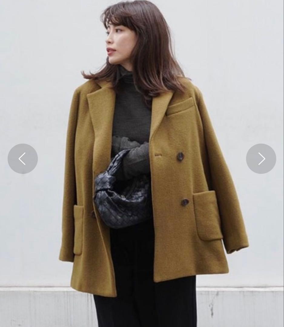 タグ付き　エトレトウキョウ ダブルブレスト　ミディコート　ピーコート