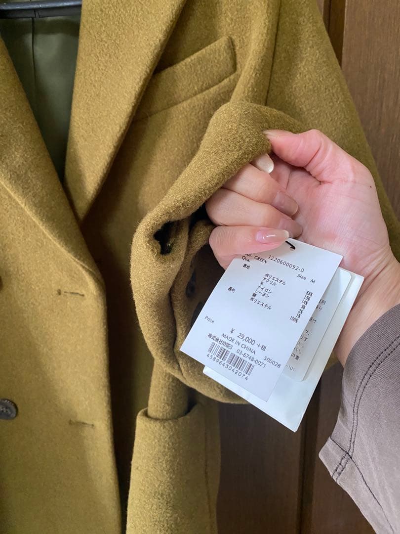 タグ付き　エトレトウキョウ ダブルブレスト　ミディコート　ピーコート