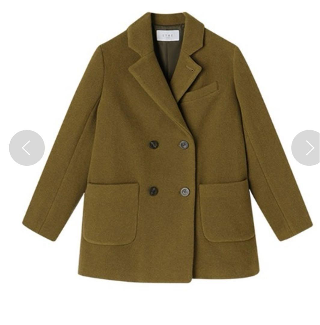 タグ付き　エトレトウキョウ ダブルブレスト　ミディコート　ピーコート