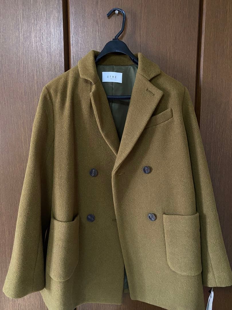 タグ付き　エトレトウキョウ ダブルブレスト　ミディコート　ピーコート
