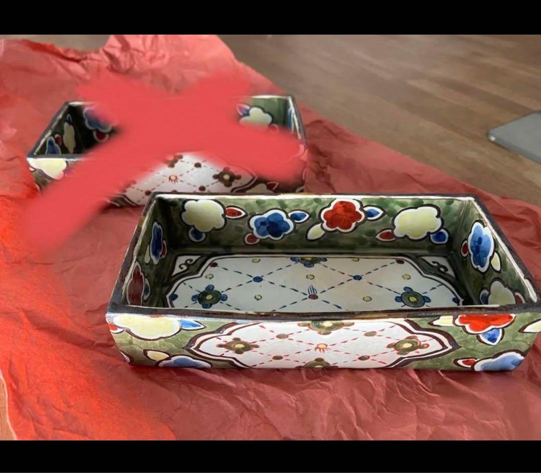 乾山写　色絵瓔珞紋角向付　1客