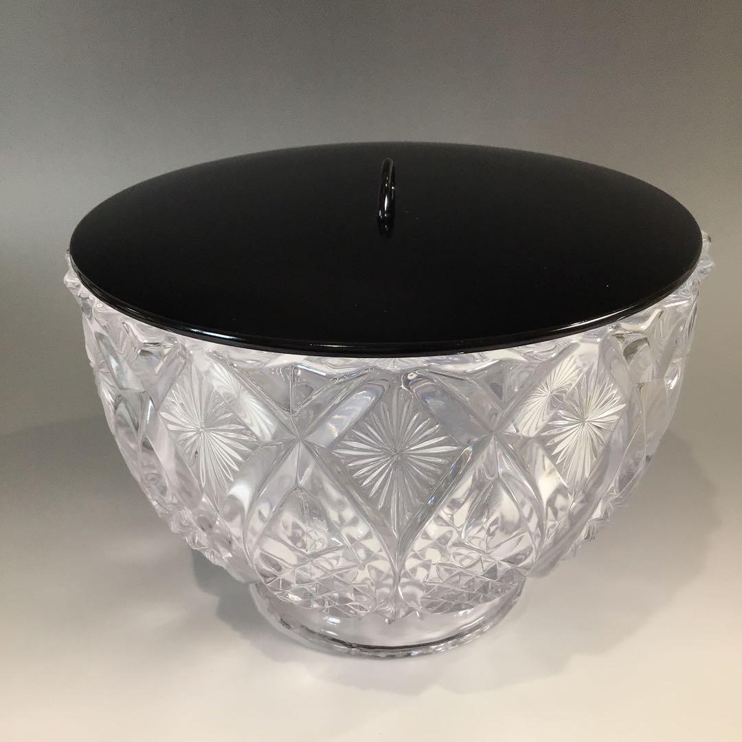 Ｐ４４８　水指　『清昌堂造』『江戸切子』『ガラス水指』『義山鉢』　紙箱　茶道具