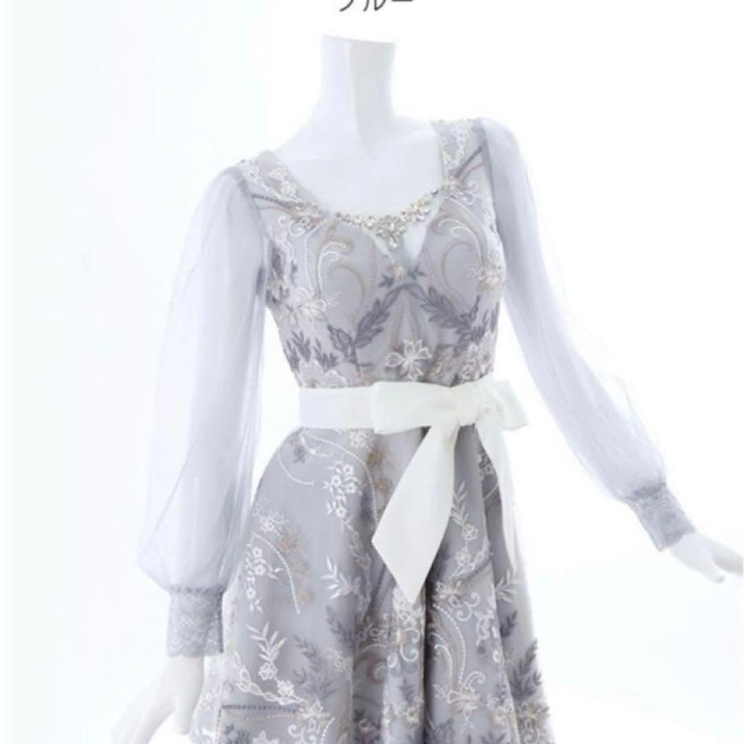 刺繍レース　フレア　リボンレース袖