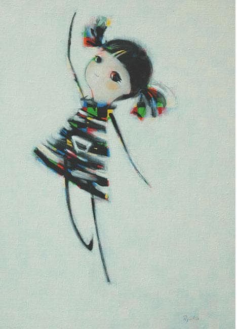 油絵 菅家令子 絵 絵画インテリア F4-080715 女の子“また来てね～\
