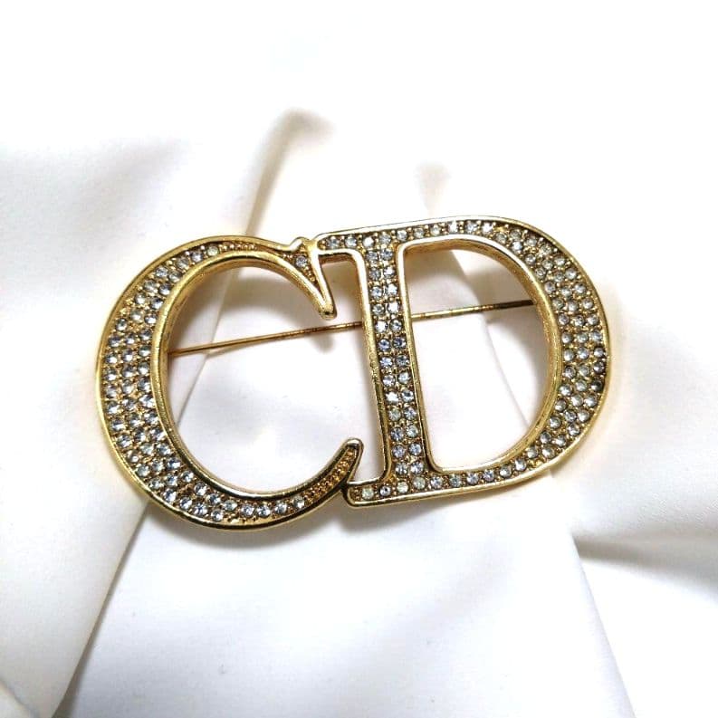 希少　ヴィンテージ　Christian Dior　CDロゴ　ブローチ