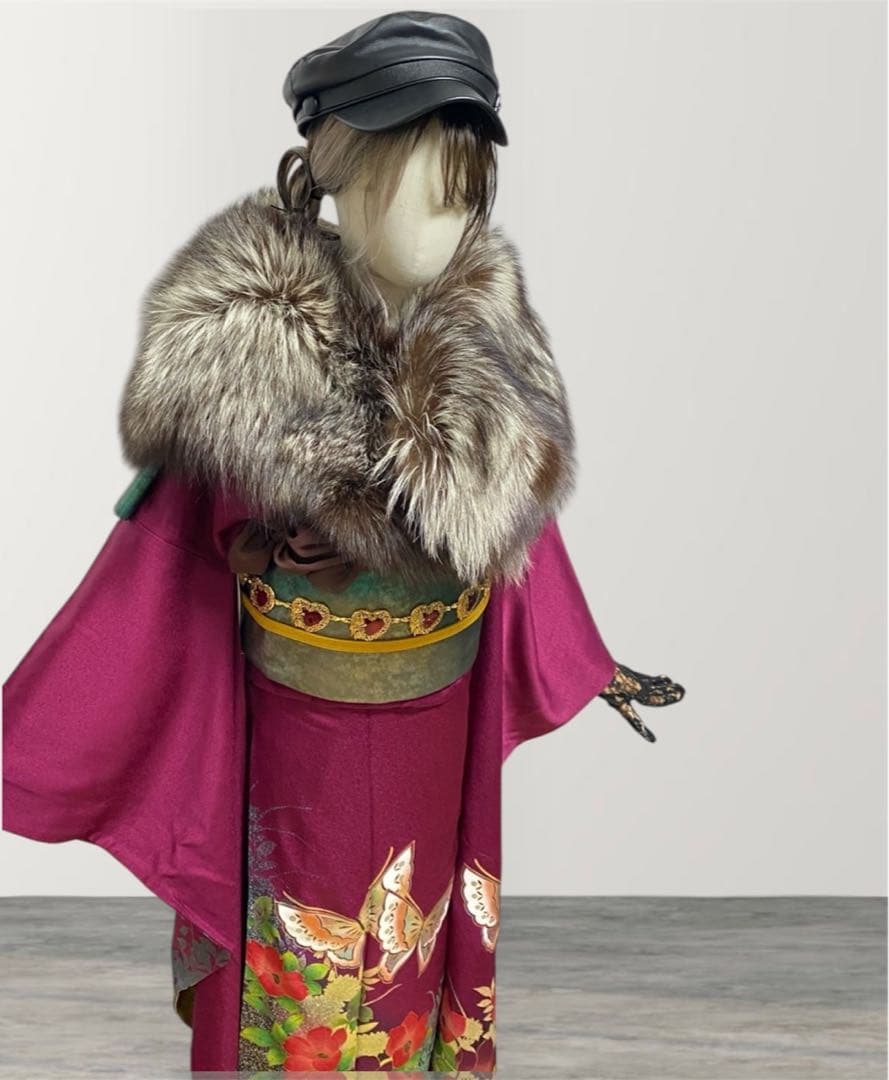 本日限定価格！振袖 フルセット ワインレッド 金彩加工 赤