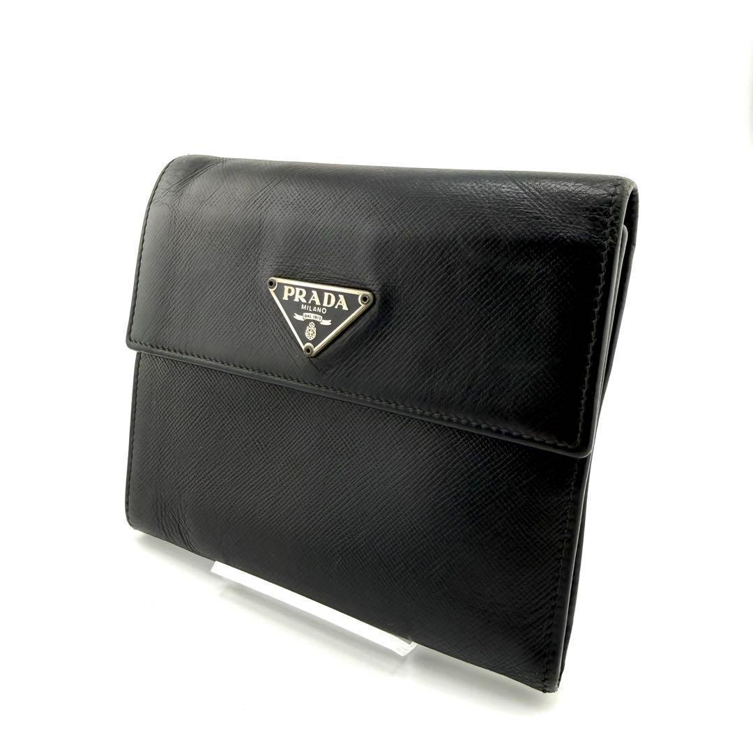 PRADA サフィアーノ 三つ折り財布 M170A ブラック系