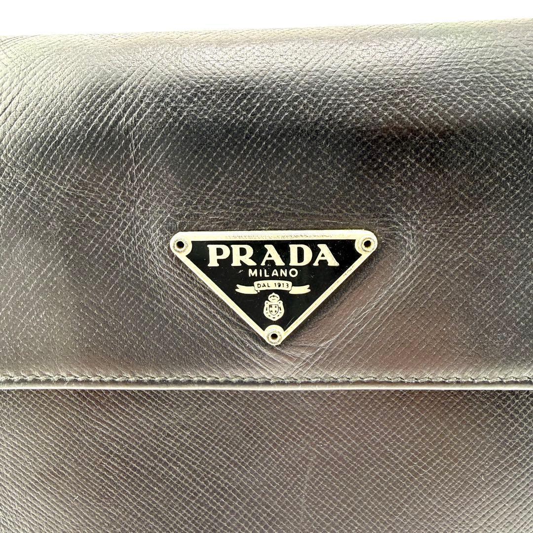PRADA サフィアーノ 三つ折り財布 M170A ブラック系