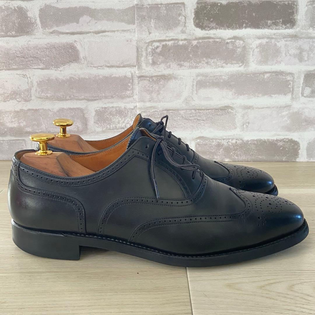 スコッチグレイン ウィングチップ ブラック 25.5cm 革靴　メダリオン