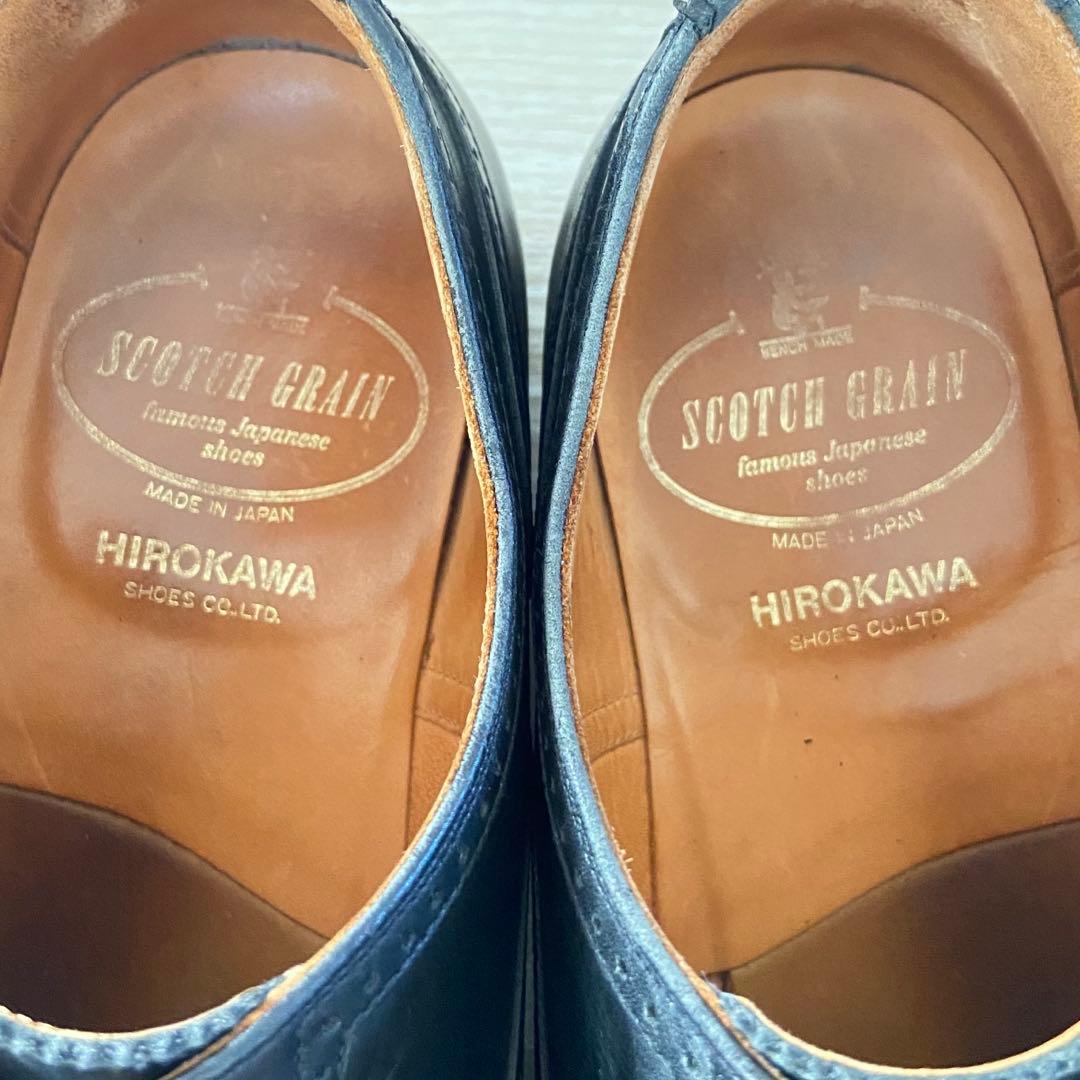 スコッチグレイン ウィングチップ ブラック 25.5cm 革靴　メダリオン