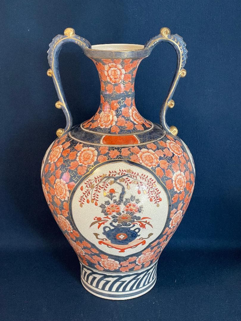 伊万里焼双龍耳大花瓶　高さ約61㎝