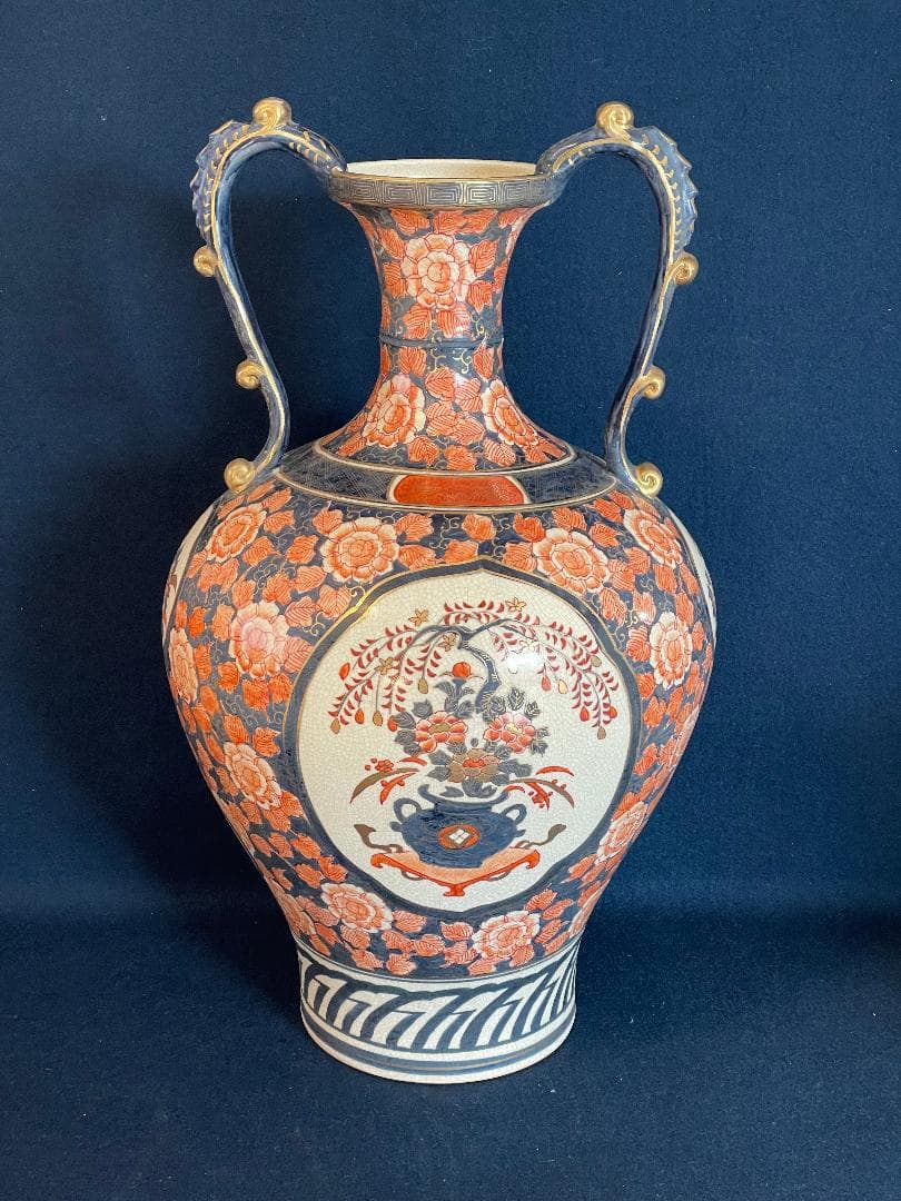 伊万里焼双龍耳大花瓶　高さ約61㎝