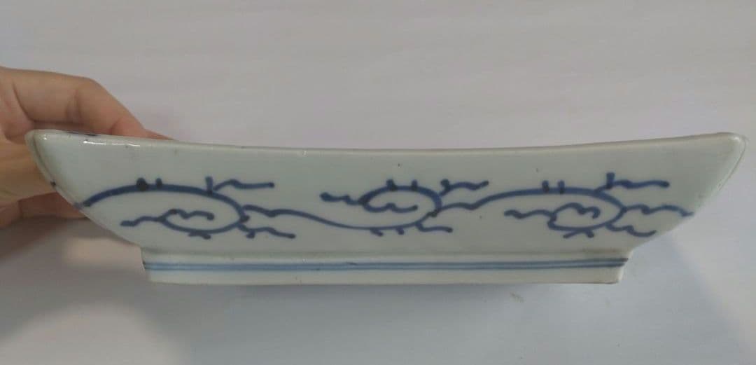 古伊万里　微塵唐草文　長皿　骨董　アンティーク