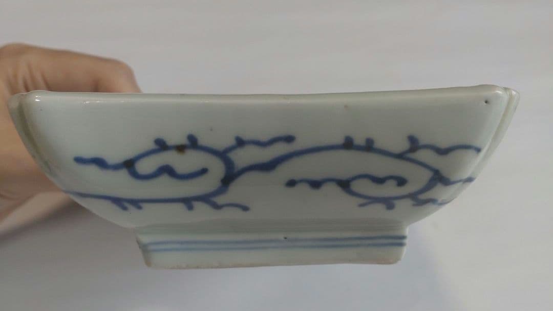 古伊万里　微塵唐草文　長皿　骨董　アンティーク