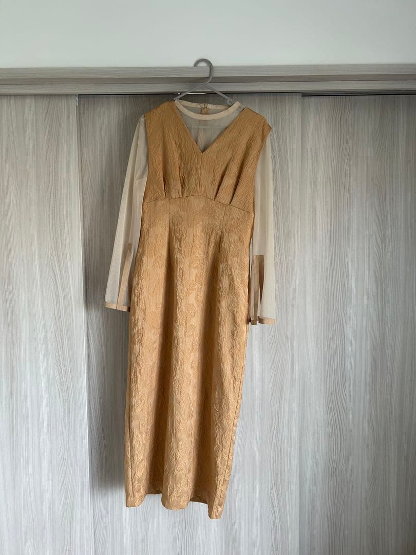 aimer チュールブラウス付きジャカードIラインパーティードレス